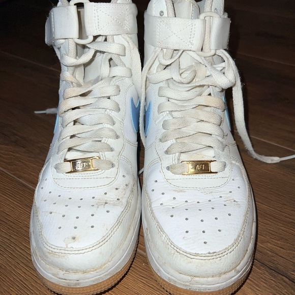 blue high top air forces